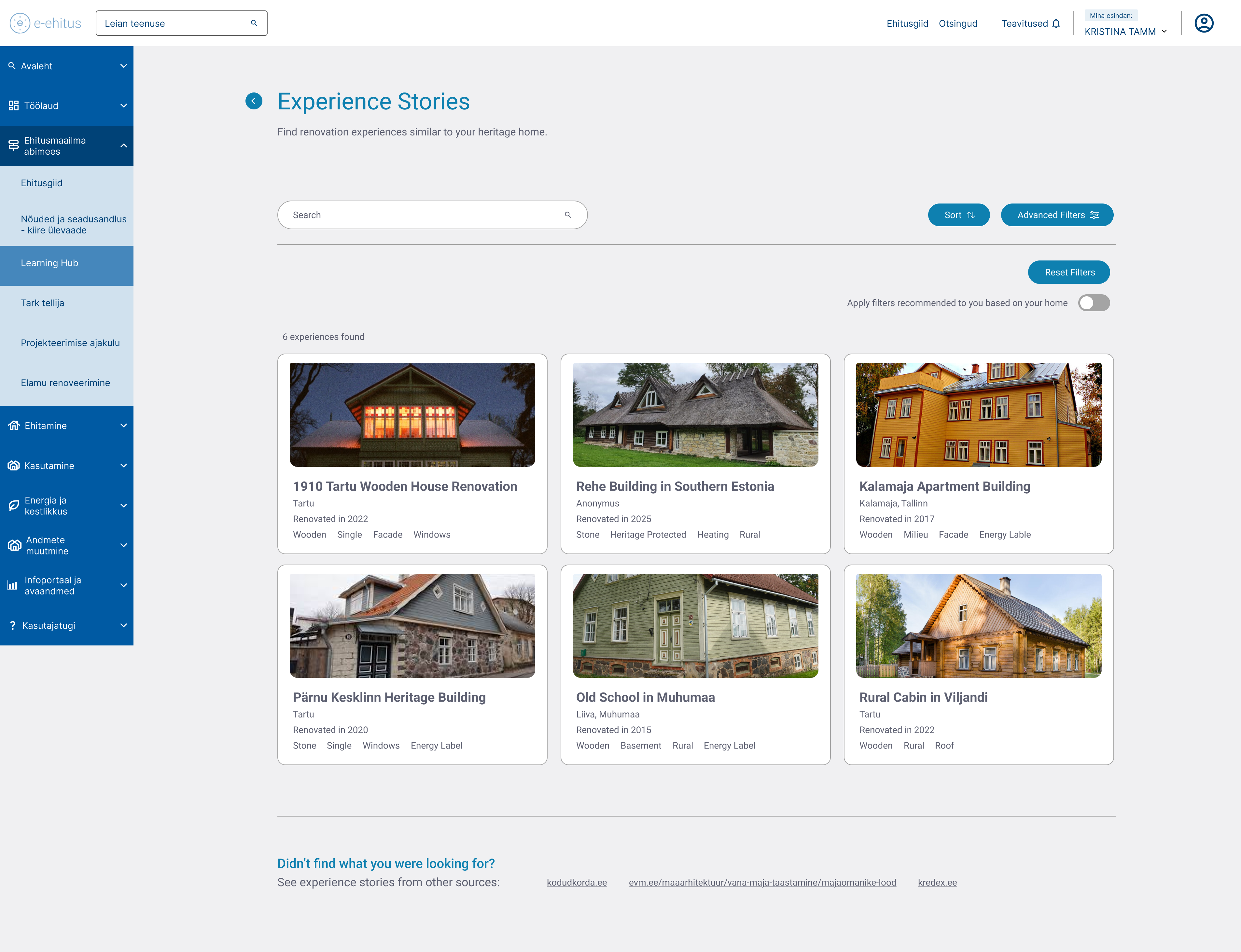 All articles page — the Experience Archive listing renovation stories
